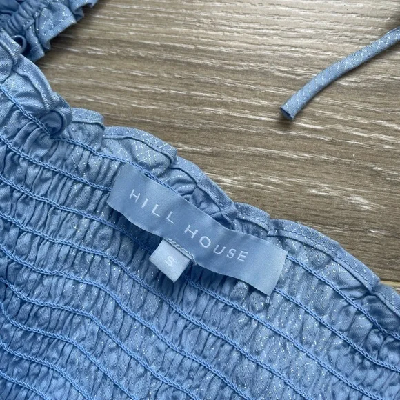 Hill House Women’s Athena Nap Dress Blue Metallic Sz S EUC 95% Cotton - Picture 3 of 12